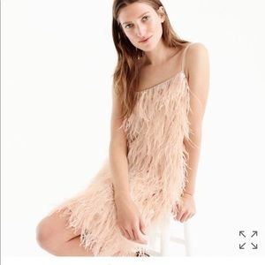 J Crew Collection silk sequin and feather dress